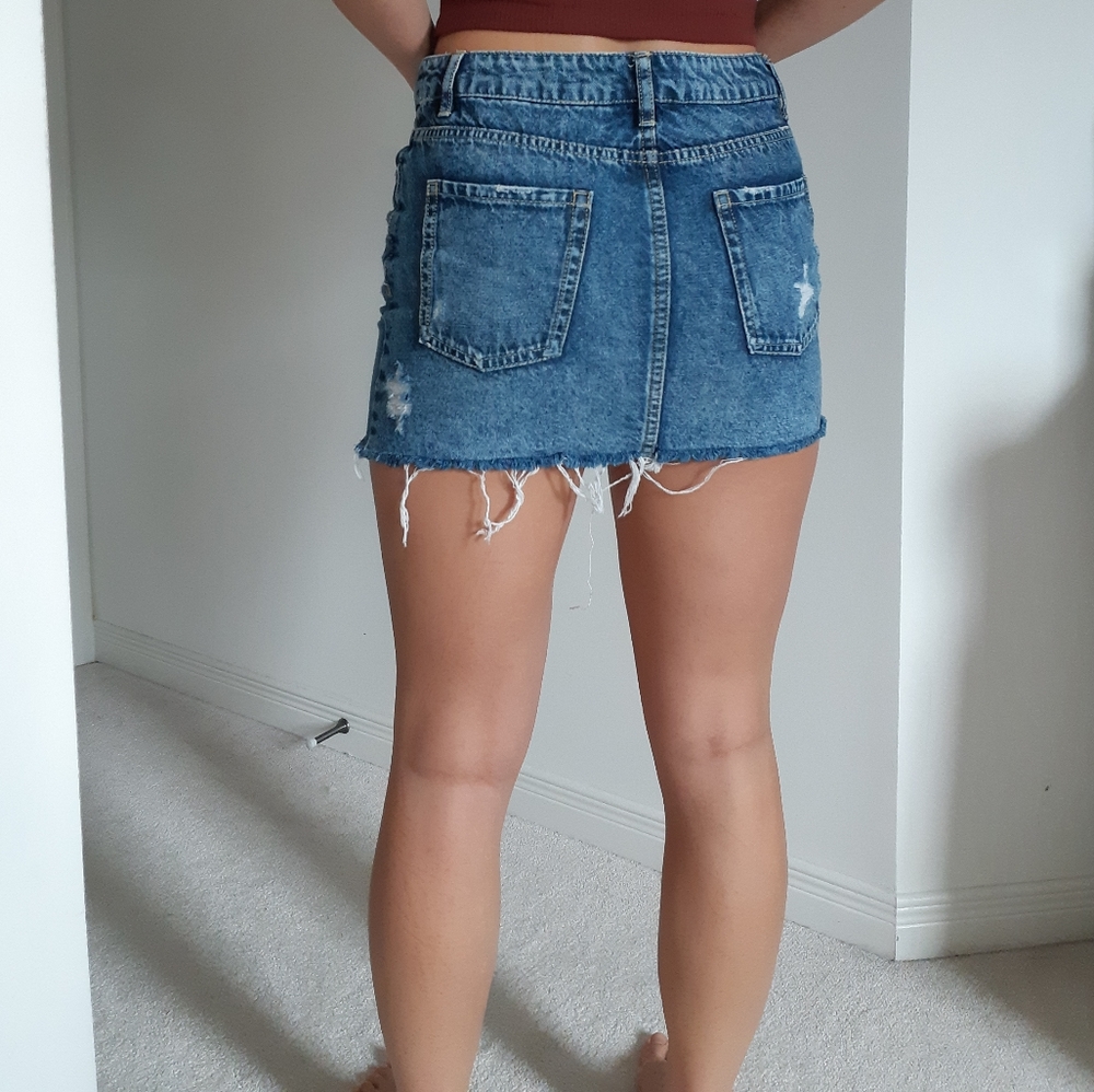 Mini Ripped Jean Skirt - Picture 2 of 5